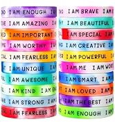 CYCLUSIVE 20 Pieces Students Inspirational Wristbands Rubber Bracelets Fun Motivational Wristband...
