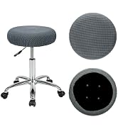 FMLIUY 2 Pcs Bar Stool Covers, 100% Polyester Dark Gray Elastic Stool Covers Round, Fit for Dia 1...