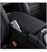 IHOTDER Patchwork Leather Center Console Covers for Cars,Upgraded Arm Rest Cover for Car with Sid...