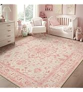 RELEANY Area Rugs 5'x7' Washable Non-Slip, Floral Vintage Distress Print Pattern Medallion Carpet...