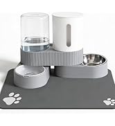 ZBIAOJNU Gravity Cat Feeder 2 Pack Automatic Food Feeder and Water Dispenser Set Detachable Pet B...