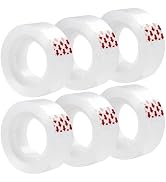 BUOFPK Clear Tape, 6 Rolls Transparent Tape Refills, Easy Tear Stationery Gift Tape for School & ...