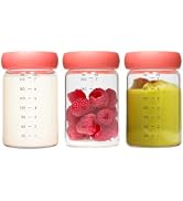 Boon Cache Glass Breastmilk Storage Bottles with Lids - Leakproof Containers for Breastmilk, Baby...