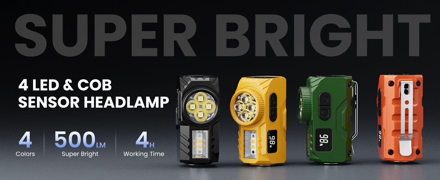 SUPER BRIGHT 4 LED & COB SENSOR HEADLAMP
