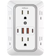 JcBlaon Outlet Extender Surge Protector - 6 Outlet Splitter with 4 USB Ports (2 USB C), Multiple ...