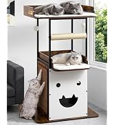 Feliskyn Wood Modern Cat Tree Tower for Indoor Large Cats, 48-Inch Tall Wooden Cat Trees with Big...