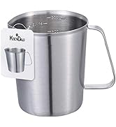 KSENDALO 2 Cup Stainless Measuring Cup, Stainless Pitcher with Marking with Handle, 16 Ounces (0....