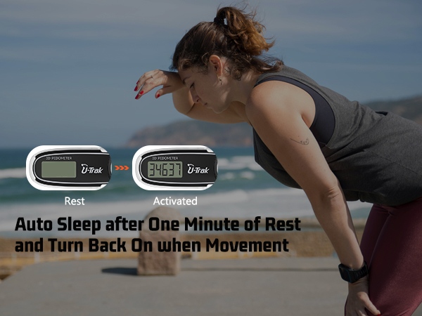 U-Trak 3D Pedometer for Walking with auto sleep function