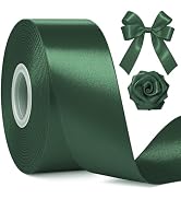 Fullive Ribbon for Gift Wrapping, 1 1/2 Inch 30 Yards Dark Green Ribbon, Polyester Ribbons for Fl...