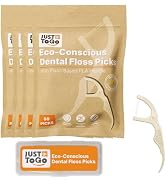 JUST TO GO Dental Floss Picks, Dual-Line PLA Handle, Plant-Based, 200 Count | FSC Packaging, Biod...