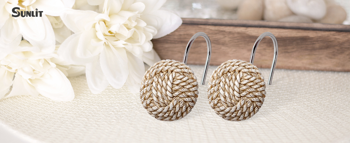 knot shower curtian hooks