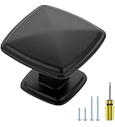 5 Pack Cabinet Pulls Single Hole Black Cabinet Handles Solid Suqare Drawer Pulls for Kitchen Cabi...