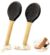 Curved Pumice Stone Foot File 2-Pack with Bamboo Handle | 82mm Contoured Surface for Heels & Toes...