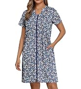 Ekouaer Women Zipper Robes Knit Short Bathrobe Lightweight House Coat with Pockets Soft Nightgown