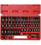 Mayouko 48 Pieces 3/8" Drive Impact Socket Set, SAE/Metric, 6 Point, CR-V, Includes Extension Bar...