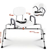 VEVOR Sliding Shower Chair, 400 lbs Tub Transfer Bench for Bathtub with Swivel Seat, Shower Bench...