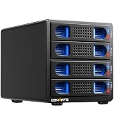 CENMATE Aluminum 4 Bay Hard Drive Enclosure with Cooling Fan for 2.5“/3.5" SATA HDD/SSD with USB ...