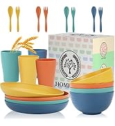 Wheat Straw Dinnerware Sets, 20pcs Dishes Dinnerware Sets Microwave and Dishwasher Safe, Lightwei...