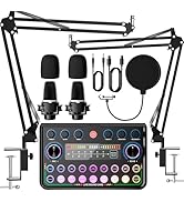 SINWE Podcast Equipment Bundle for 2,Audio Interface with Podcast Microphone for Smartphone & PC,...