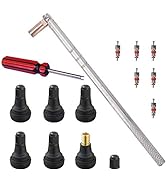 Febrytold Tire Valve Stem Tool Remover & Installation, 6 Pcs TR412 Snap-in Valve Stems with Cores...