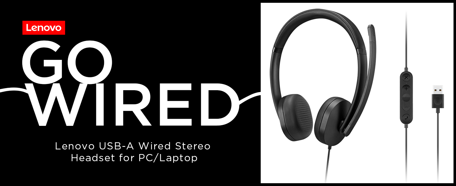 Lenovo USB-A Wired Stereo On Ear Headset Gen 2