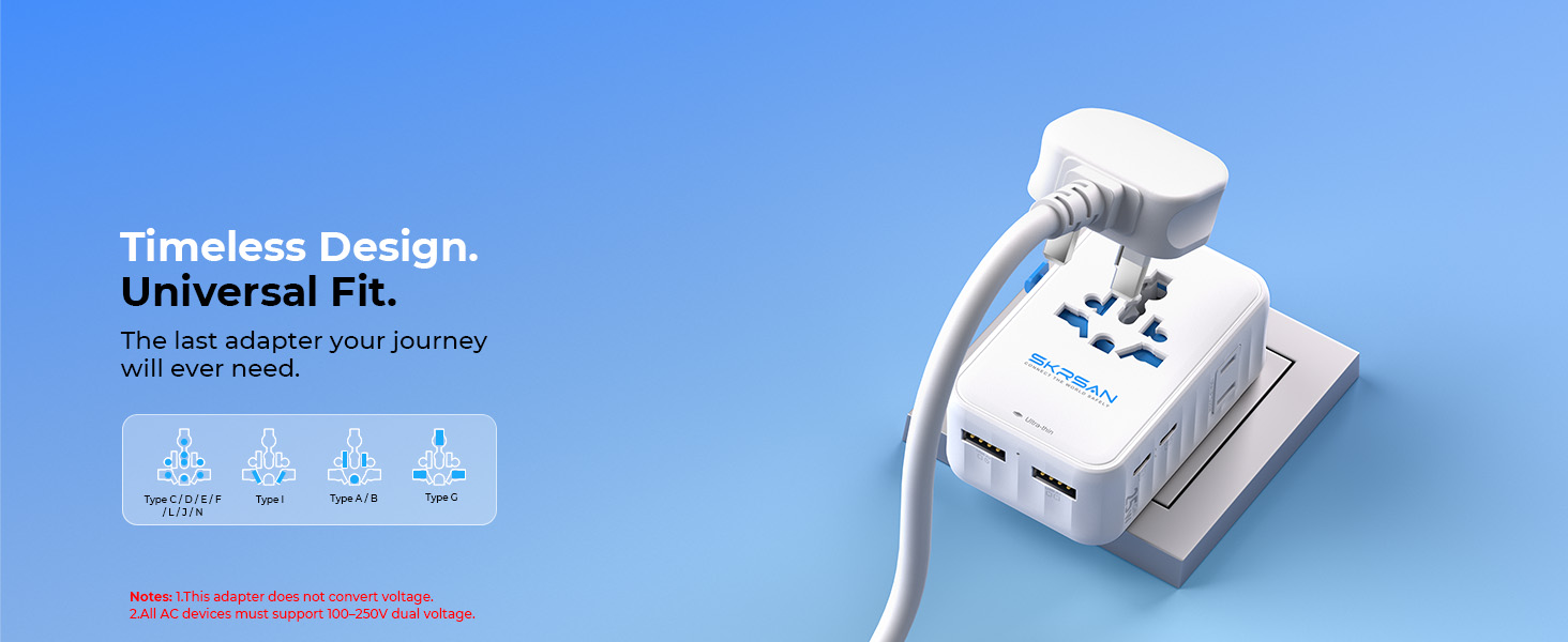 SKRSAN Aura Ultra-Thin Travel Adapter