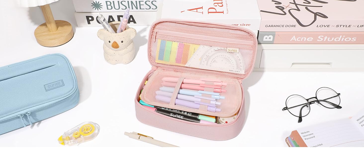 SUNEE Cute Pencil Case, Large Capacity Pencil Pouch, Big Storage Organizer for Stationery,