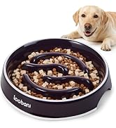 LOOBANI Slow Feeder Dog Bowls - 3.5 Cups Ceramic Slow Feeder Dog Bowls for Large Dogs, Slow Feedi...