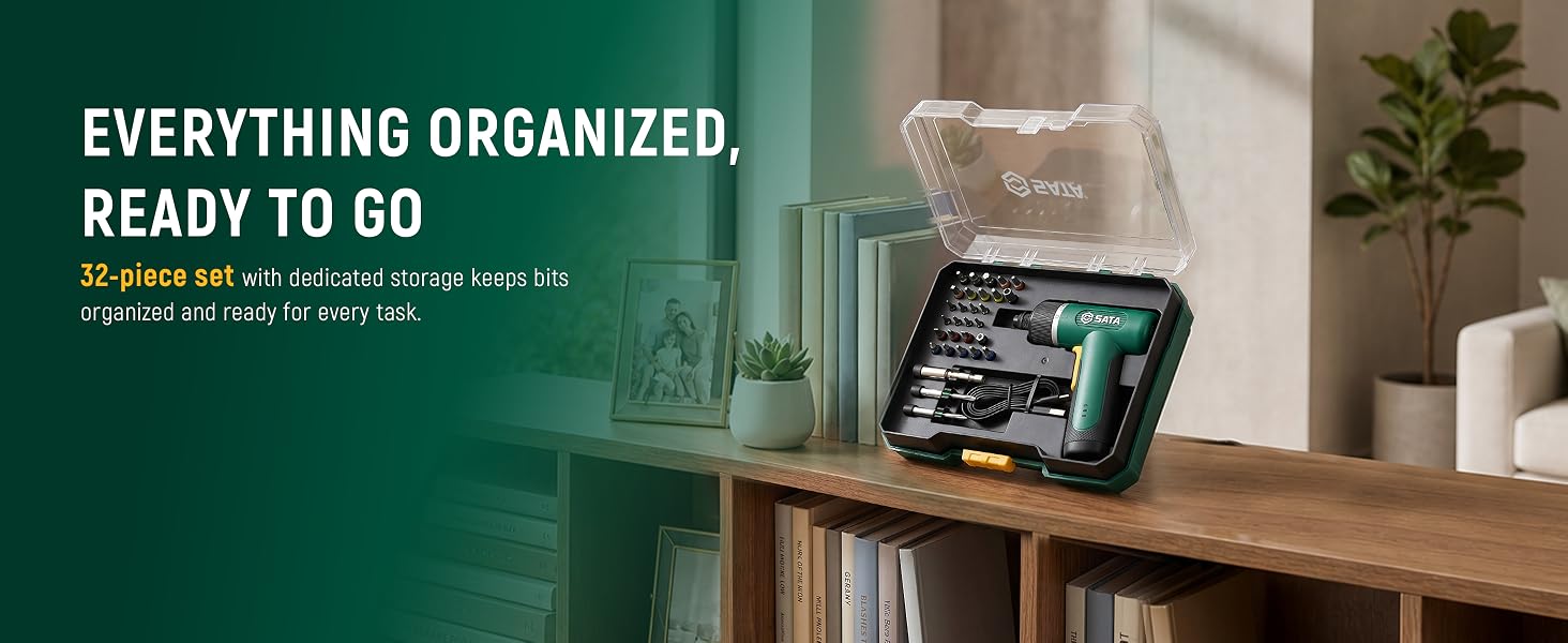 32-piece screwdriver set with storage case and 30 driver bits