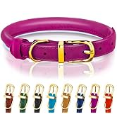 OOPSDOGGY Rolled Leather Dog Collar - Leather Puppy Collars for Small Dogs Cats - Round Dog Colla...