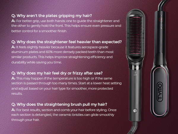 TYMO Flat Iron Hair Straightener Brush