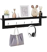 SMIBUY Coat Hooks with Shelf Wall-Mounted, 29.2 Inch Entryway Coat Rack for Wall, Bamboo Hanging ...