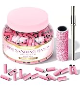 SALVMARY Mini Sanding Bands for Nail Drill 120 Coarse Grit, Pink 600 Pcs | with mandrel drill bit...