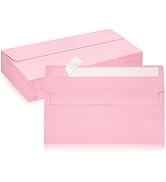 LIKAJON 50 Pack #10 Business Envelopes, Pink Standard Envelopes Self Seal, Letter Size Business M...