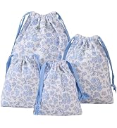 LYDZTION 4Pcs Floral Makeup Bag Drawstring Cosmetic Bag for Women and Girls,Large Capacity Travel...