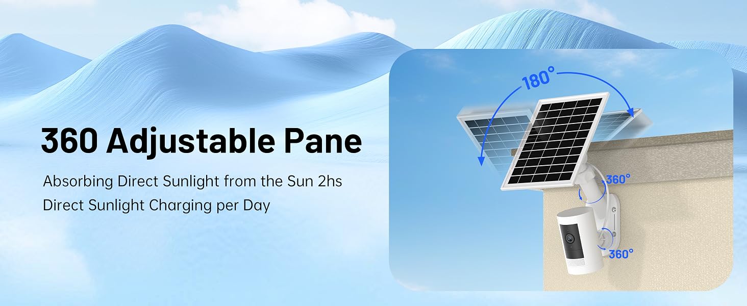 Solar Panel and 2-In-1 Wall Mount for Ring Cam