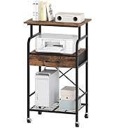 MAHANCRIS Tall Printer Stand, 3 Tier Printer Cart with Storage, Industrial Printer Table on Wheel...