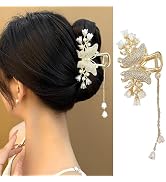 1 Pack Big Butterfly Hair Claw Clip Metal Gold Hair Clips Crystal Rhinestone Butterfly Claw Clips...