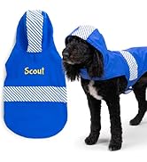 GoTags Personalized Dog Raincoat with Hood, Cold Weather Waterproof Dog Coat with Name, Custom Em...