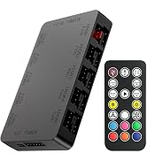 GSCOLER 10-Port ARGB & PWM Fan Hub Controller - Magnetic Mount 5V/3PIN RGB PC Fan Hub with Remote...