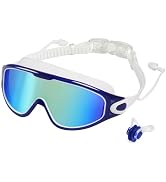 CJAYKMO Swim Goggles for Adults, Wide View Anti-Fog & UV Protection Swimming Goggles with Nose Cl...