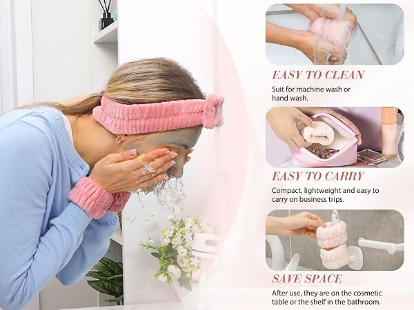 Women's Wrist Towels for Washing Face, Microfiber Spa Wash Towel Band, Absorbent Wristbands
