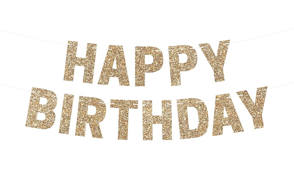 happy birthday banner gold