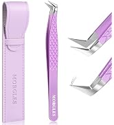 MORGLES Lash Tweezers for Eyelash Extensions, 90 Degree Fiber Tip Eyelash Extension Tweezers for ...