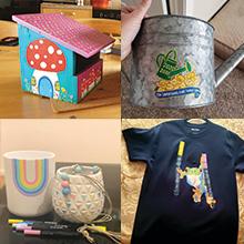 Multi Surface Paint works on wood, metal, fabric, mugs, ceramics, plastic, glass, shirts