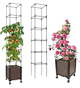 Jayhalo 71inch Planter Boxes Outdoor, 3-in-1 Planter Box with Trellis with Wheels for Growing Veg...