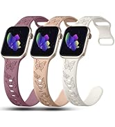 3 Pack Butterfly Engraved Bands Compatible with Apple Watch Band 38mm 40mm 41mm 42mm 44mm 45mm 49...