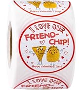 WRAPAHOLIC Kids Valentines Day Stickers Roll - Friend-Chip Design, 2 x 2 Inch, 500 Total Toddler ...