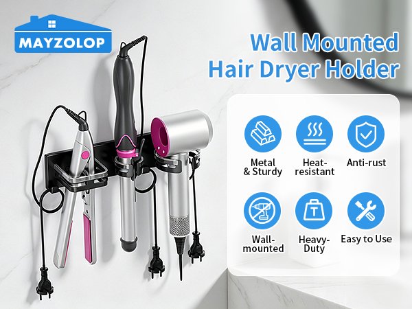 hair dryer holder wall mounted