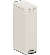 SolaceCove 8 gallon/30L Slim Stainless Steel Garbage Can with Soft Close lid for Small Spaces,Ped...